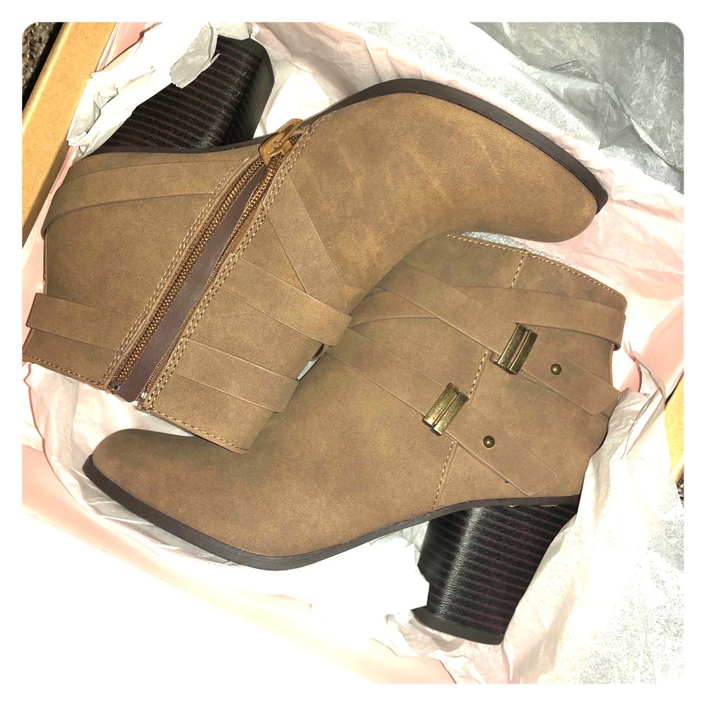 Brown Double Harness Ankle Booties